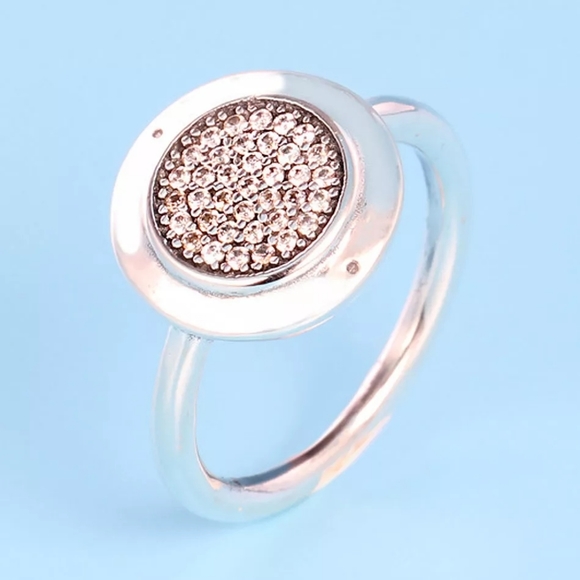 Pave Inlaid Diamond Circle Ring | 925 Sterling Silver - Picture 7 of 15
